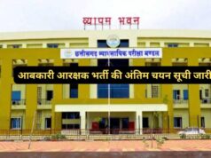 आबकारी आरक्षक के 200 पदों पर भर्ती हेतु अंतिम चयन परिणाम जारी…..